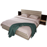 POLSTERBETT 160/200 cm Sonoma-Eiche/Dunkelgrau aus Massivholz mit 2 Nachtkommoden 3er Set - Dunkelgrau, Holz (160/200cm) - OKMYHOME