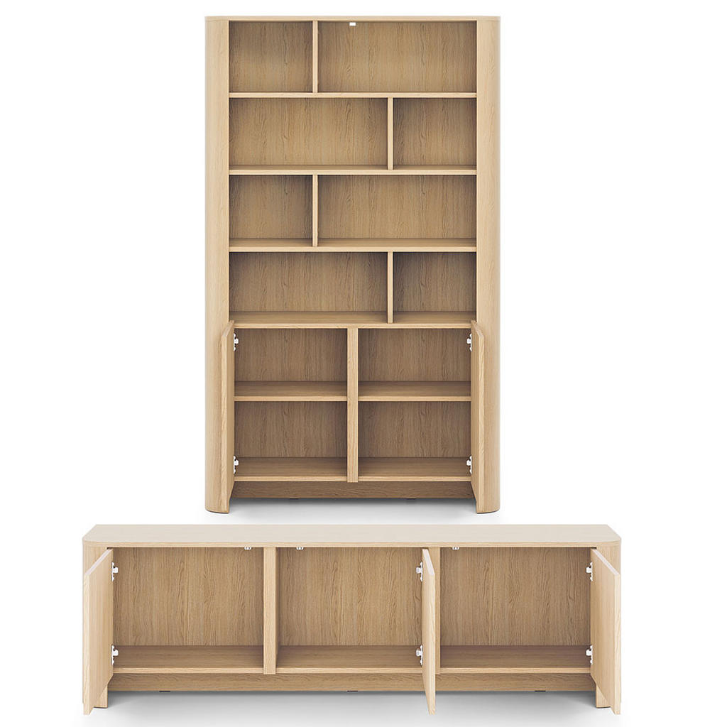 Thumbnail - Feldmann-Wohnen Wohnzimmer-Set, Braun, Holz, 2 Fächer, 271x170x39 cm, Wohnzimmer, Wohnwände, Wohnwand-Sets