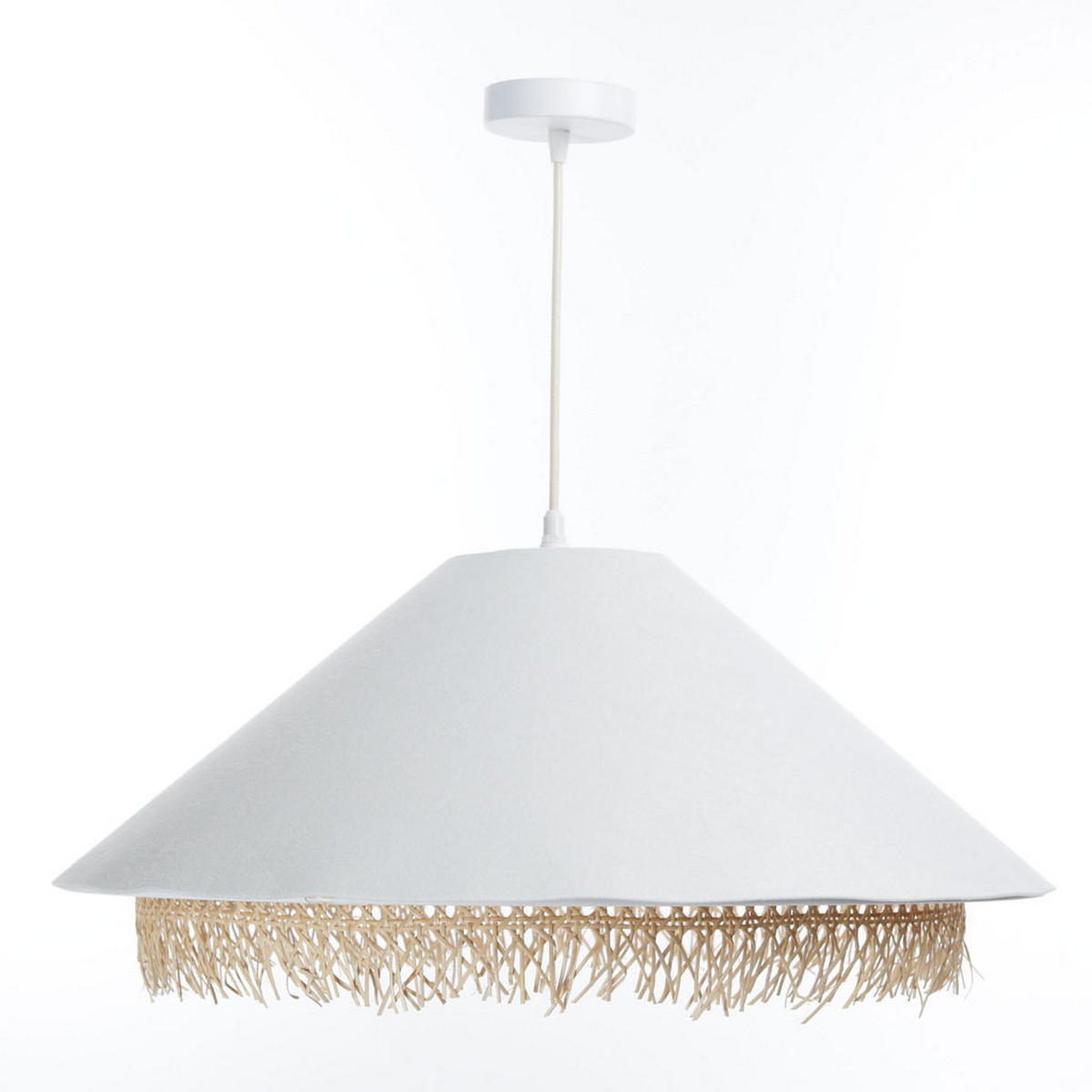 HÄNGELEUCHTE Weiß 60/26 cm - Weiß, Naturmaterialen (60/1.3/26cm) - ONZENO