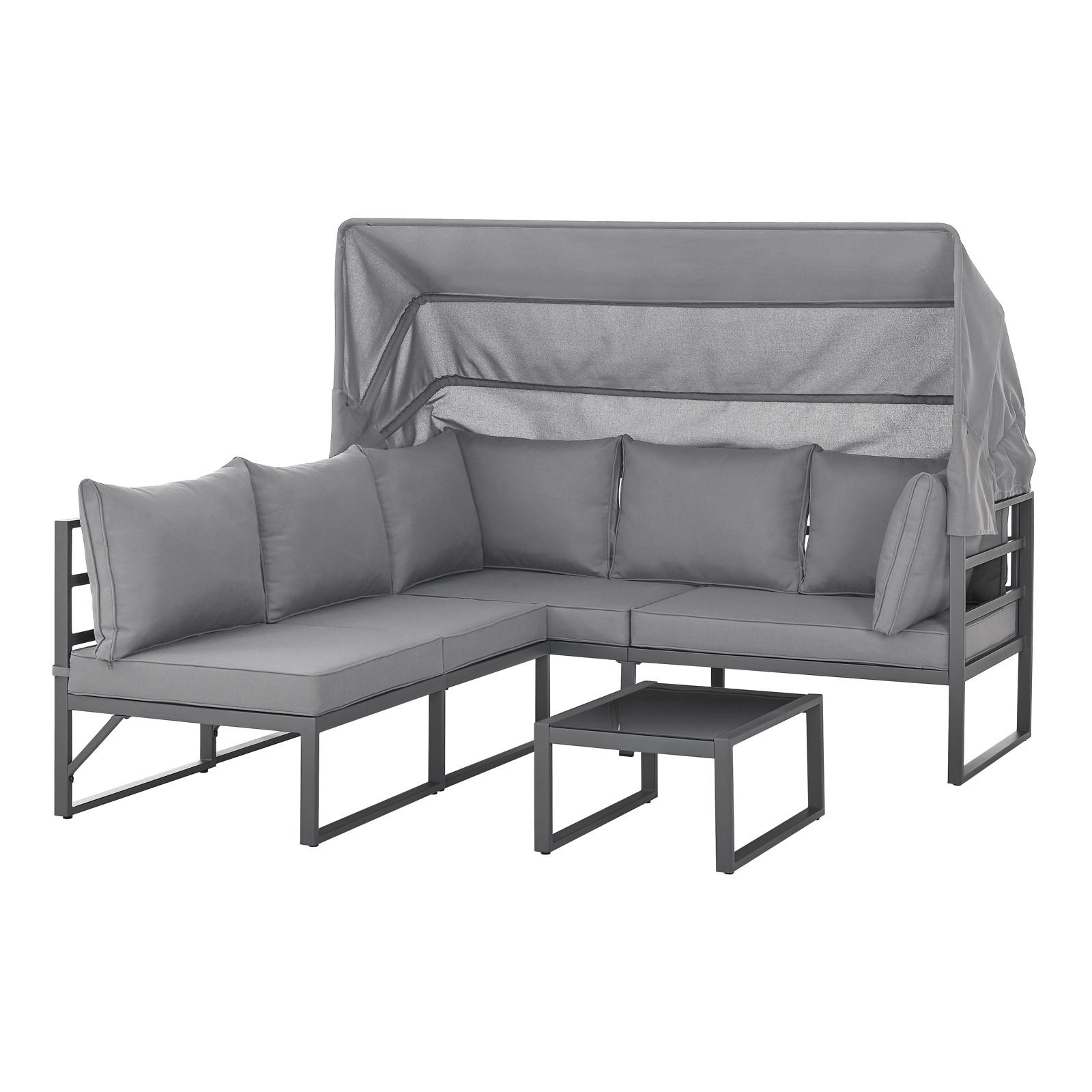 GARTENLOUNGE Maui Hellgrau - Hellgrau, Metall - SVITA