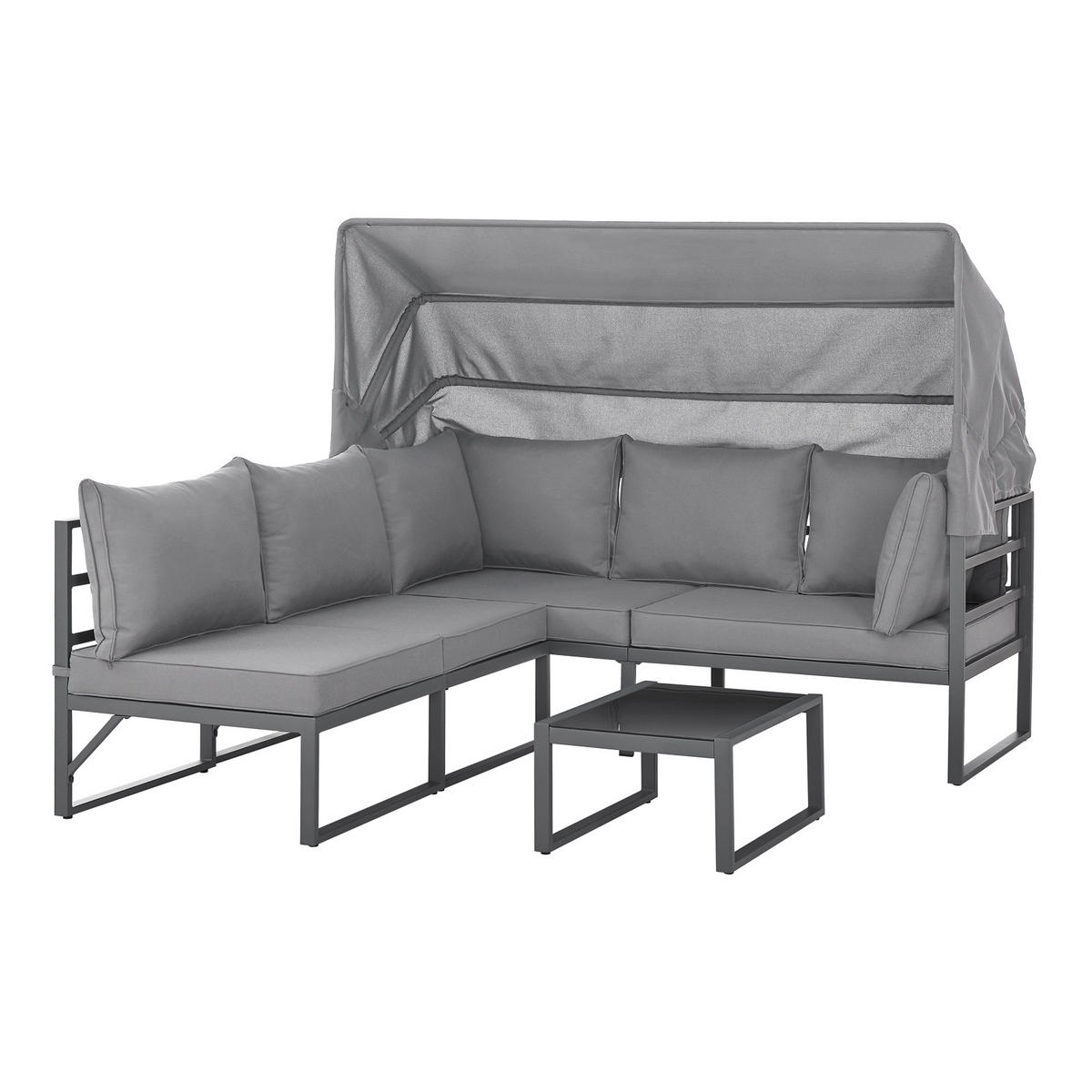 GARTENLOUNGE Maui Hellgrau - Hellgrau, Metall - SVITA