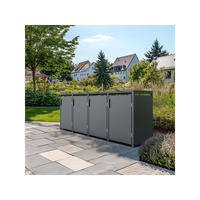 MÜLLTONNENBOX 4er, 265x80x116cm, Stahl, anthrazit - Grau, Kunststoff (80/175/120cm) - Plats Outdoor solution