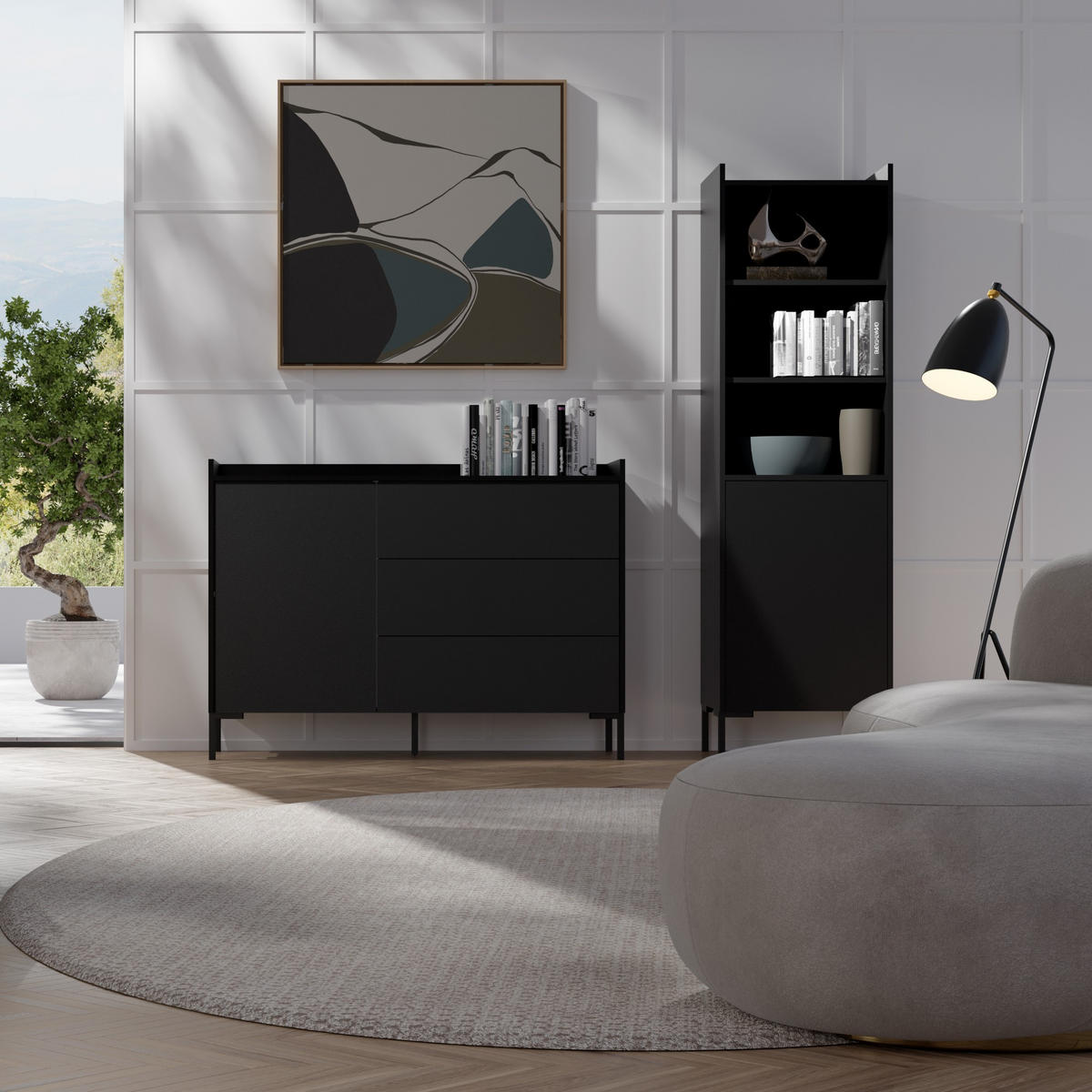 REGAL Liam 50 Schwarz - Schwarz, Holzwerkstoff/Metall (52/180/41cm) - mzm24