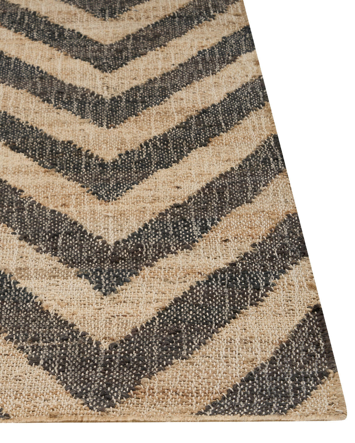 TEPPICH geflochten Beige 160/230 cm Dedepinari - Beige/Schwarz, Naturmaterialien (160/230cm) - Beliani