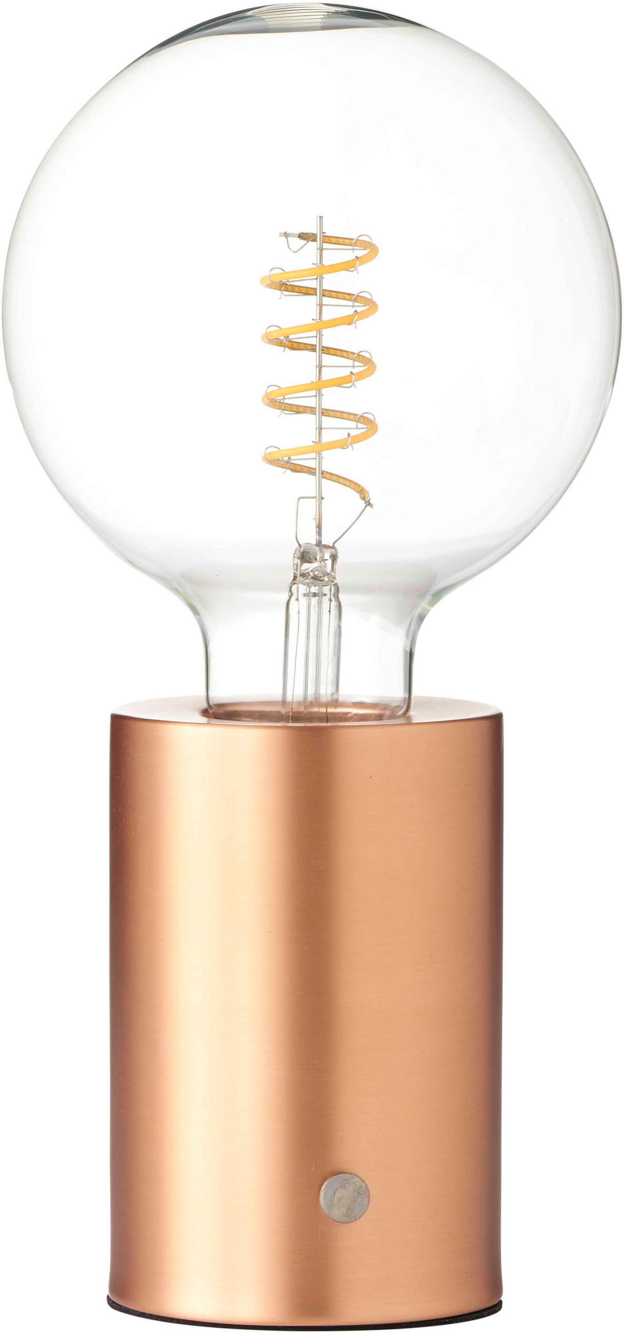 LED-AKKU-TISCHLAMPE - Eddison Optik mit Touch-Dimmer und warmweißem Licht in Roségold - Roségold, Metall (12.5/12.5/26cm) - Northpoint