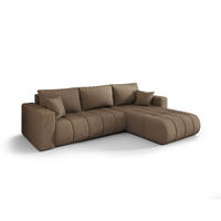 ROHOVÁ pohovka LARA PREMIUM pravá hnědá samet Monolith 9 - funkce spaní, úložný prostor - hnědá, textil (280/174cm) - Cornero
