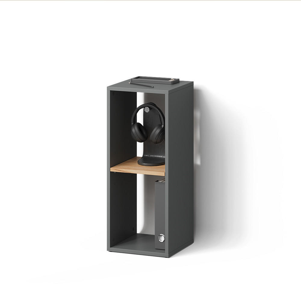 BÜCHERREGAL Lorena Anthrazit/Goldkraft Eiche mit 2 Fächern - Anthrazit, Holzwerkstoff (30/74/30cm) - Livinity®