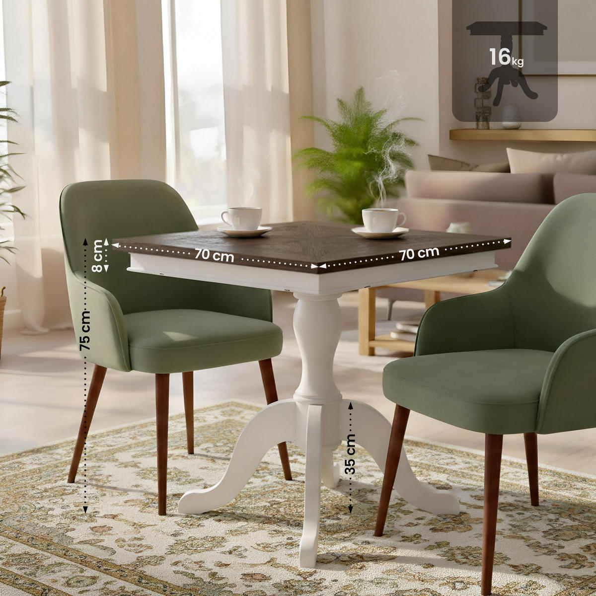 BEISTELLTISCH eckig 70/70/75 cm Holz Dunkelbraun - Dunkelbraun/Weiß, Holz (70/70/75cm) - CLP