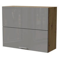 KÜCHENHÄNGESCHRANK Essen W8B/90-AV Grau Hochglanz / Eiche Artisan Matt 90 / 32,5 / 72cm - Eiche Artisan/Grau, Holz/Holzwerkstoff (90/72/32.5cm) - Feldmann-Wohnen