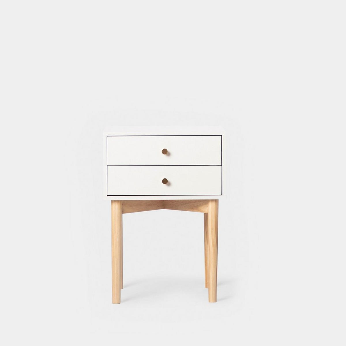 NACHTTISCH 2 SCHUBLADEN Vichy Weiß 40 cm x 56,5 cm - Weiß, Holzwerkstoff (40/56/40cm)