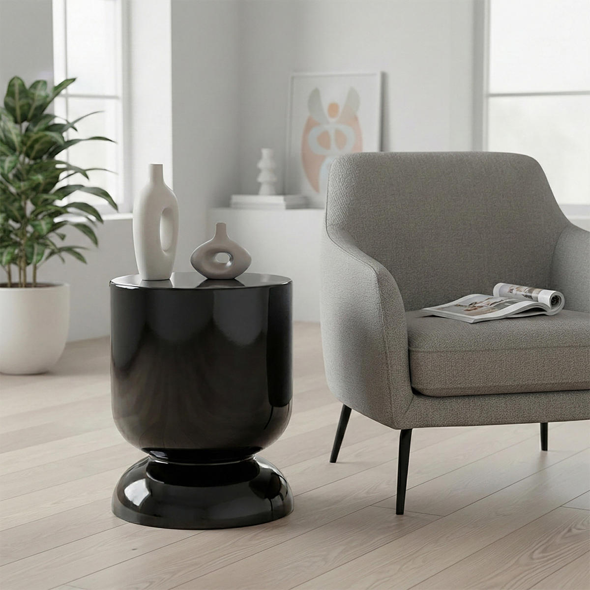 STRANSKA miza - črna, kovina (36/36/46cm) - Relaxdays