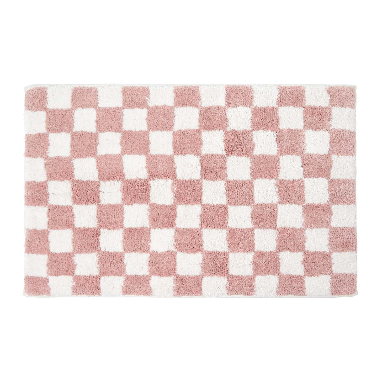 BADEMATTE 50/80 cm Karomuster, Baumwolle - Pink, Textil (50/80cm) - Homescapes
