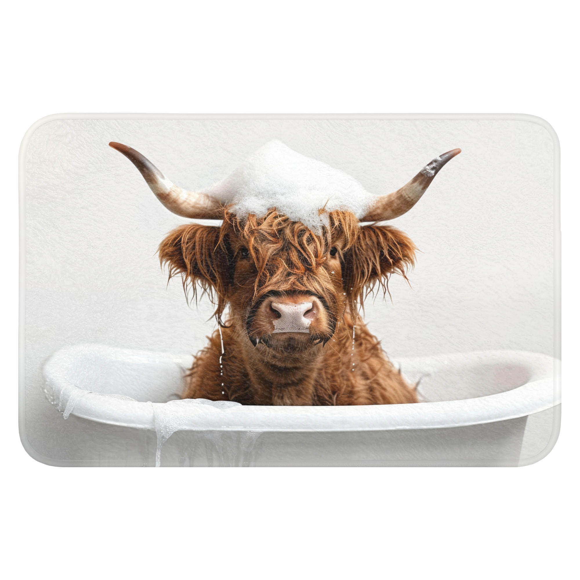 OnlyWow KOUPELNOVÁ PŘEDLOŽKA Scottish Highlander - Koupel - Kráva - Zvířata - Pěna 60x40 cm