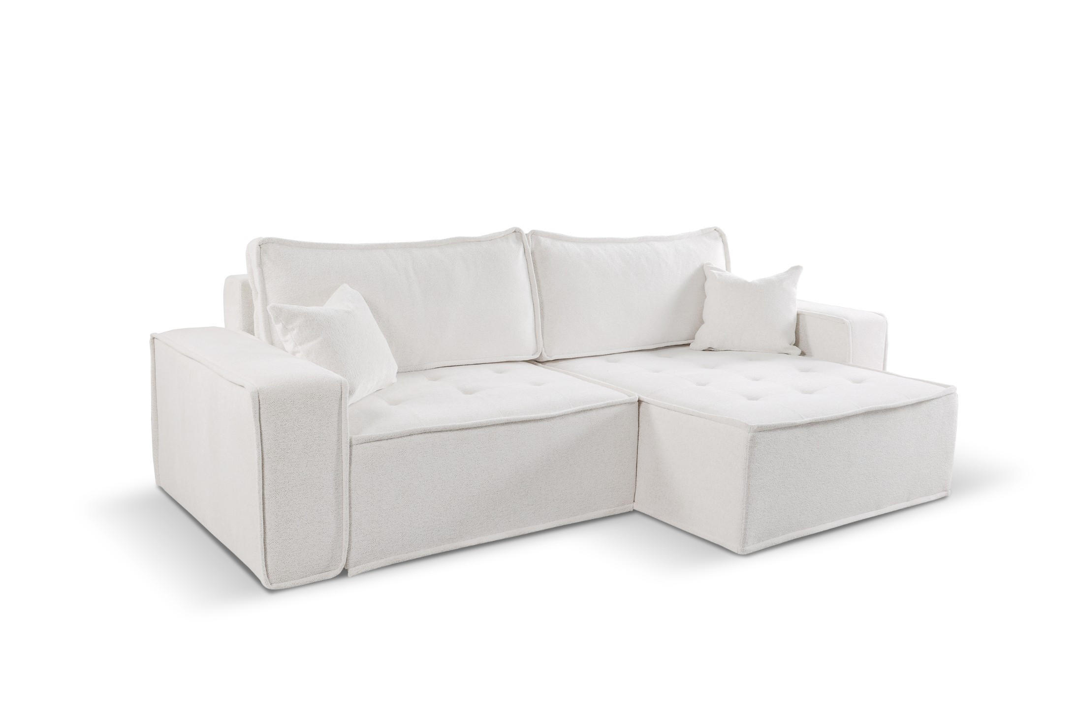ECKSOFA Bohoo Mit Schlaffunktion Ecru Rechts - Ecru, Holz (248/140cm) - Kaiser Möbel