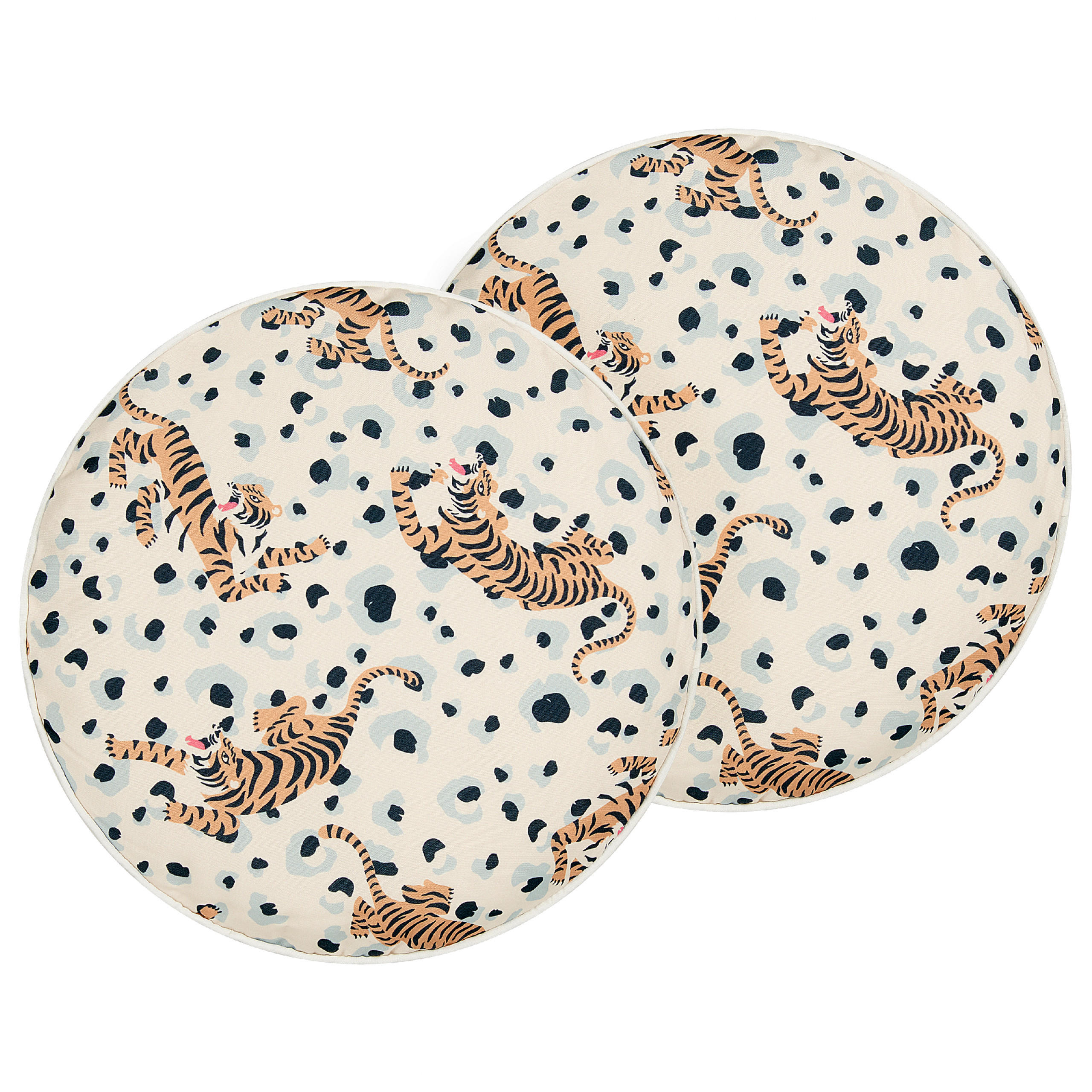 GARTENKISSEN 2er-Set Tigermotiv mehrfarbig 40 cm Arenzano - Multicolor, Textil (40/40cm) - Beliani