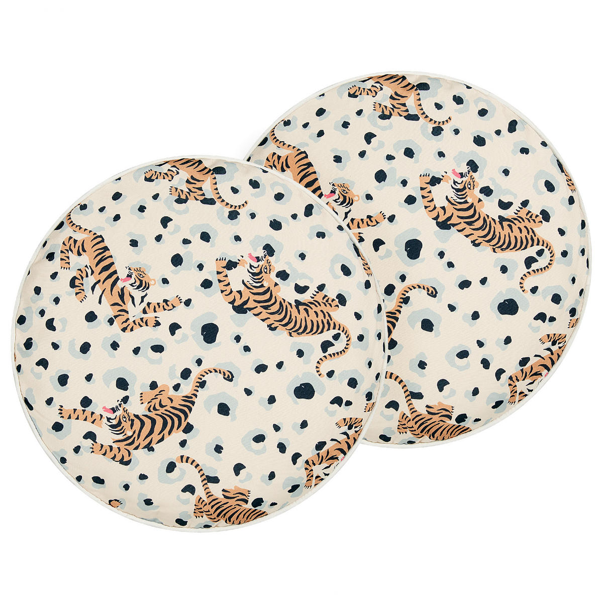 GARTENKISSEN 2er-Set Tigermotiv mehrfarbig 40 cm Arenzano - Multicolor, Textil (40/40cm) - Beliani