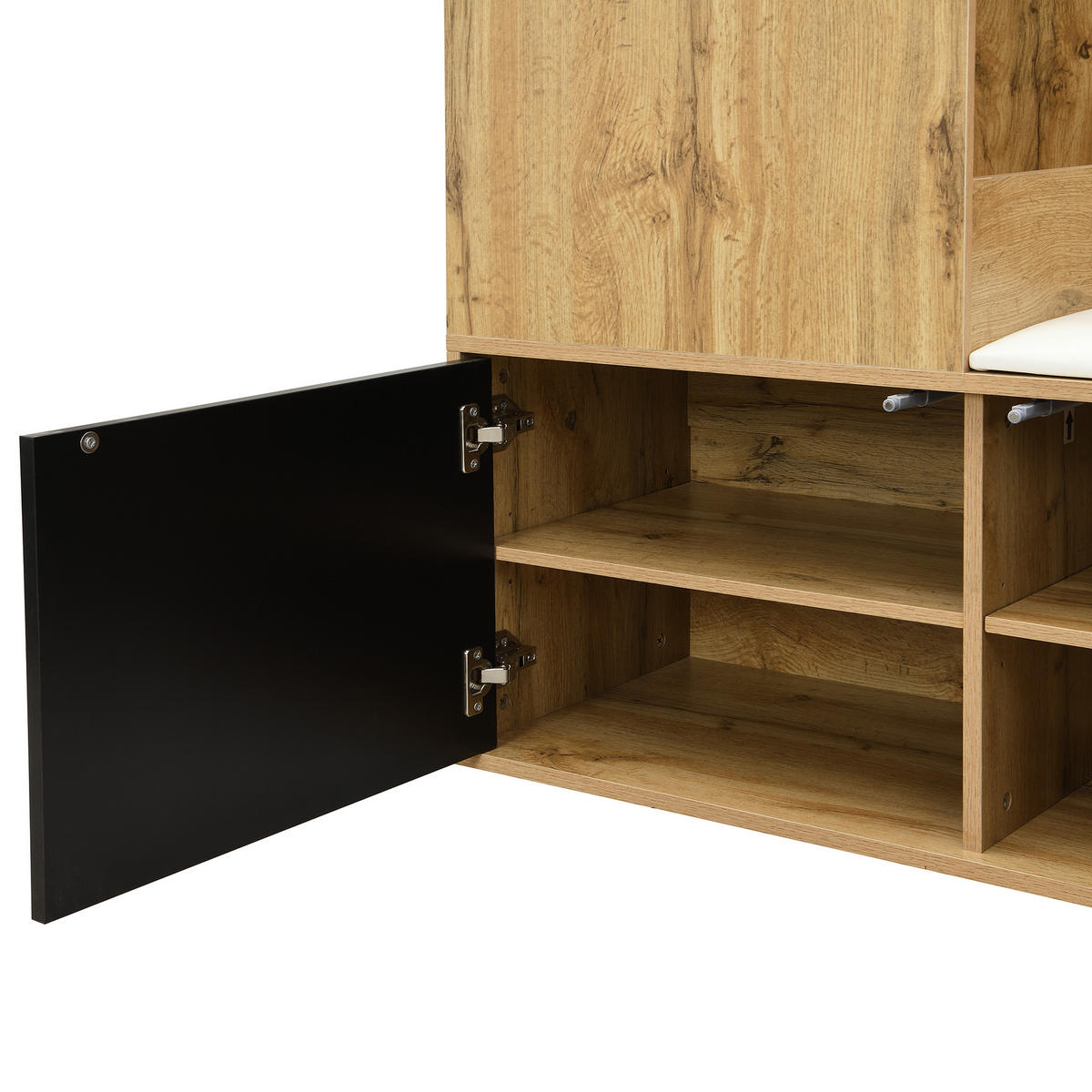 SCHUHSCHRANK aus MDF 100x38x191cm in Natur mit Bank & Spiegel - Naturfarben, Holzwerkstoff (100/191/38cm) - Modfu