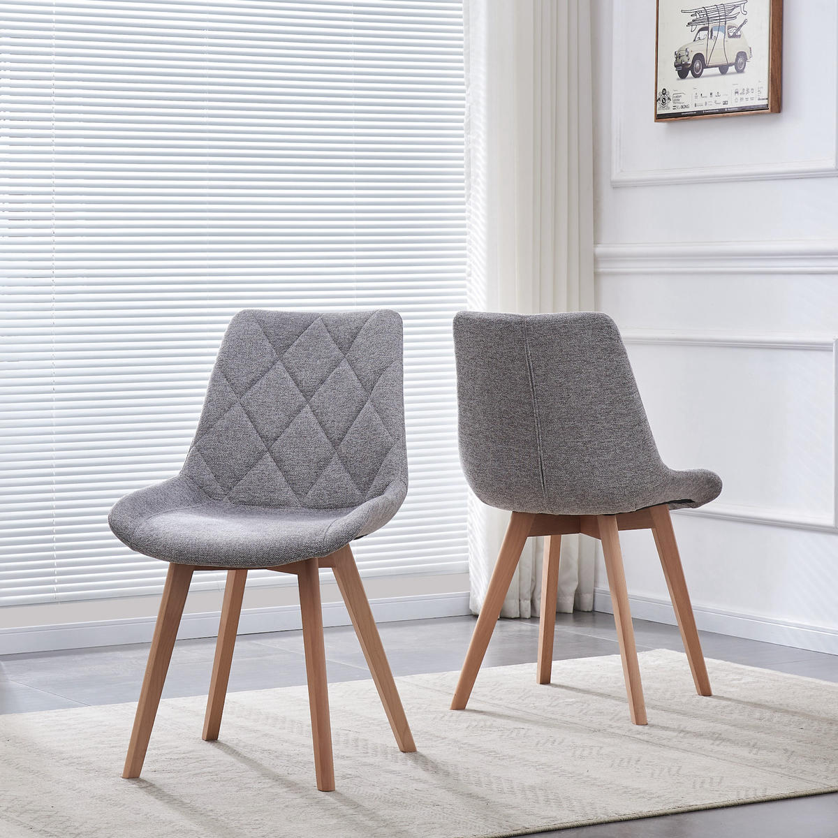 STUHL TANIA Grau 2 Stück - Grau, Holz/Textil (52/88/60cm) - B&D Home