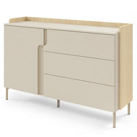 KOMMODE Positivo mit 1 Tür und 3 Schubladen, 140 cm, Mavelie-Eiche + Macadamia - Eichefarben, Holzwerkstoff (143/95/42cm) - Beautysofa