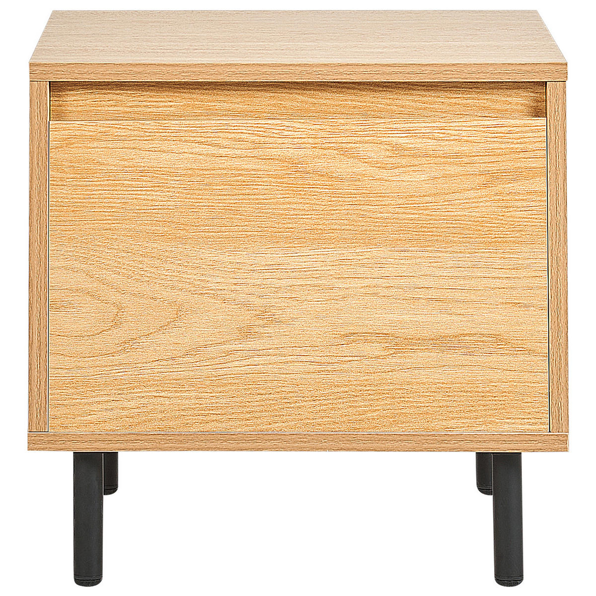 NACHTTISCH heller Holzfarbton/schwarz 1 Schublade Nikea - Hellbraun/Schwarz, Holzwerkstoff (45/45/40cm) - Beliani