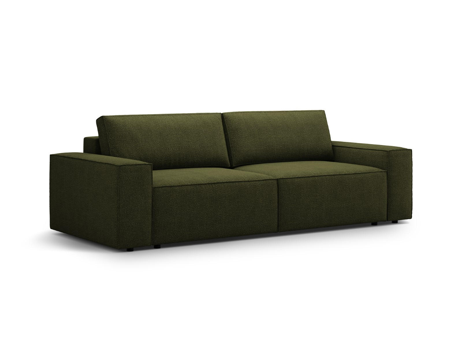 SOFA ausklappbar mit Bettkasten Jodie aus Boucle dunkles olivgrün 3 Sitzplätze - Dunkelgrün, Textil (107/86/247cm) - Micadoni