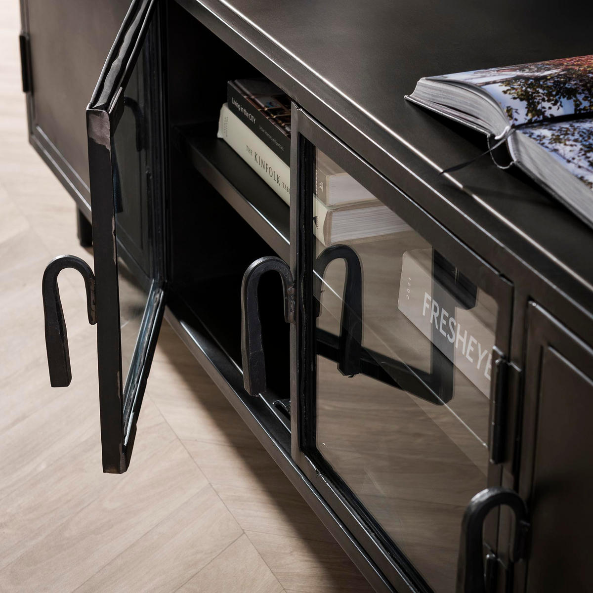 TV-MÖBEL Rift Schwarz 40/180/50 cm - Schwarz, Metall (180/50/40cm) - Hoyz Collection