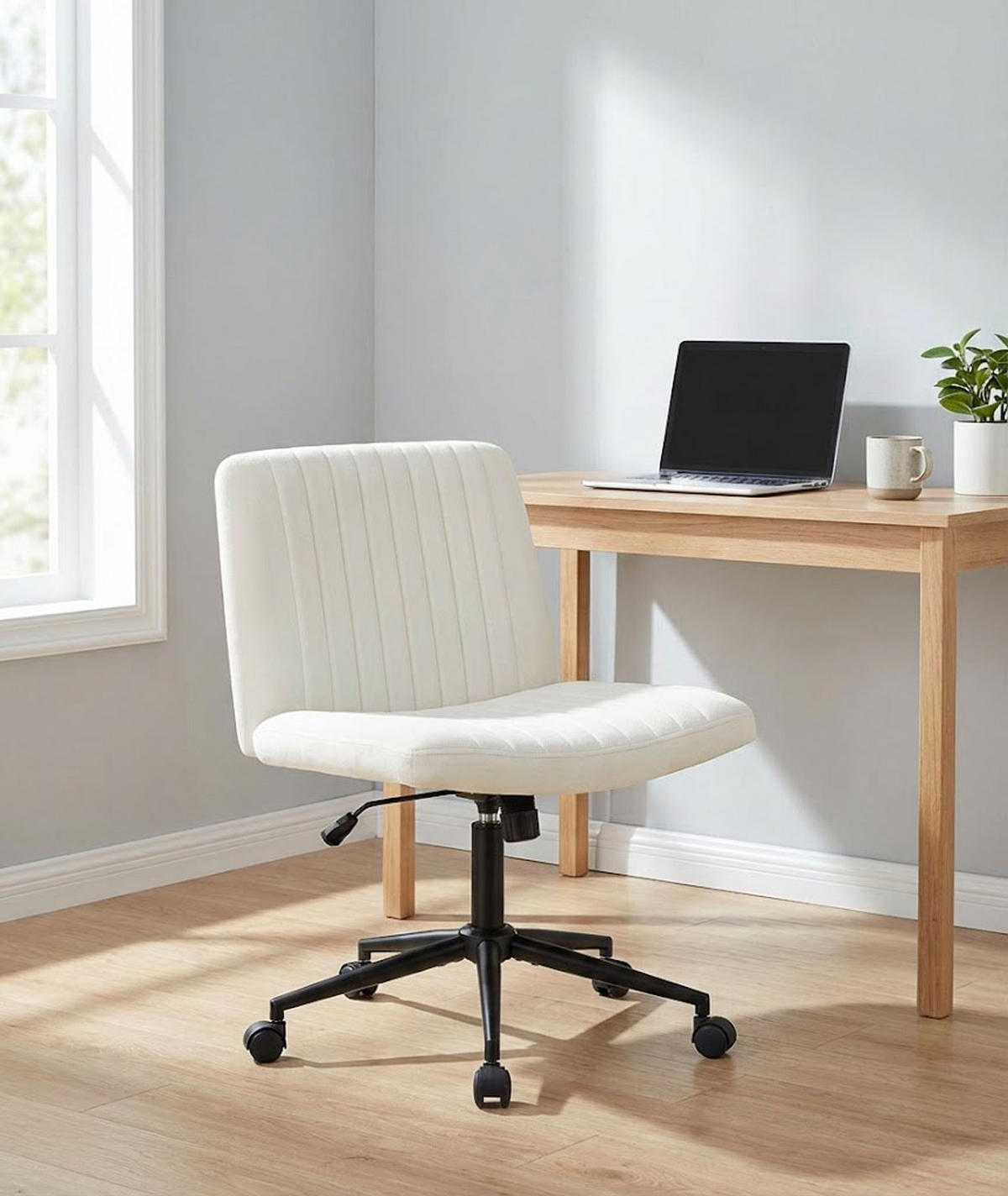 BÜROSTUHL Lynox Samt creme - Creme/Schwarz, Metall (62/98/65cm) - TPFLiving