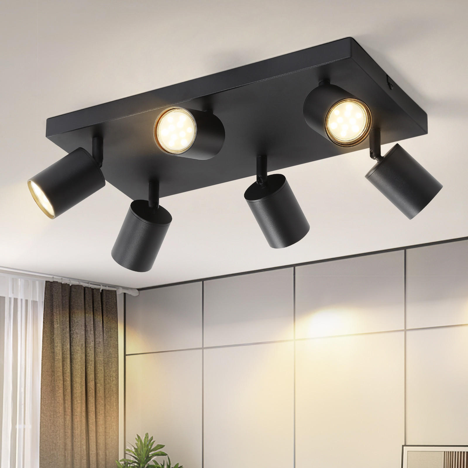 STRAHLER Bergheim 6-flammig 40/20/14.4 cm - Schwarz, Metall (40/20/14.4cm) - Nettlife