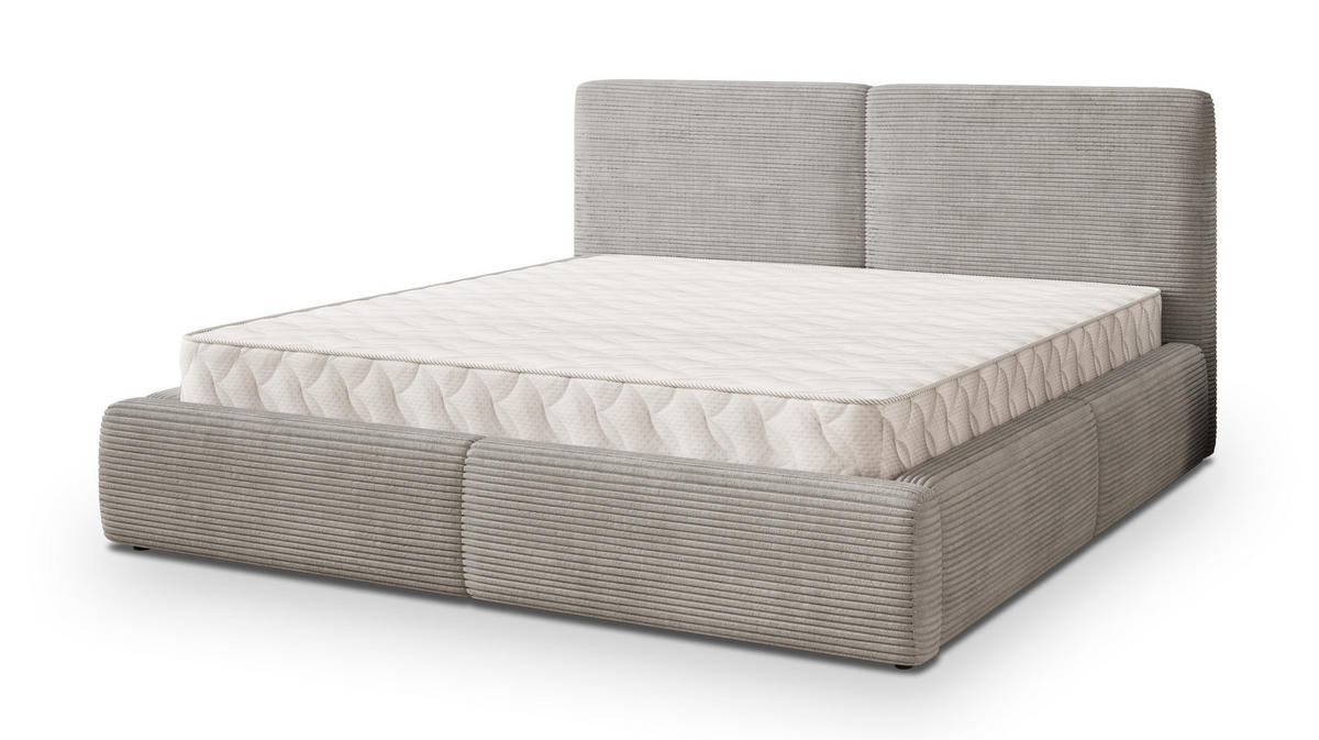 POLSTERBETT FELURO 160x200 cm mit Bettkästen - Hellgrau - Hellgrau, Holz (160/200cm) - MASSENO