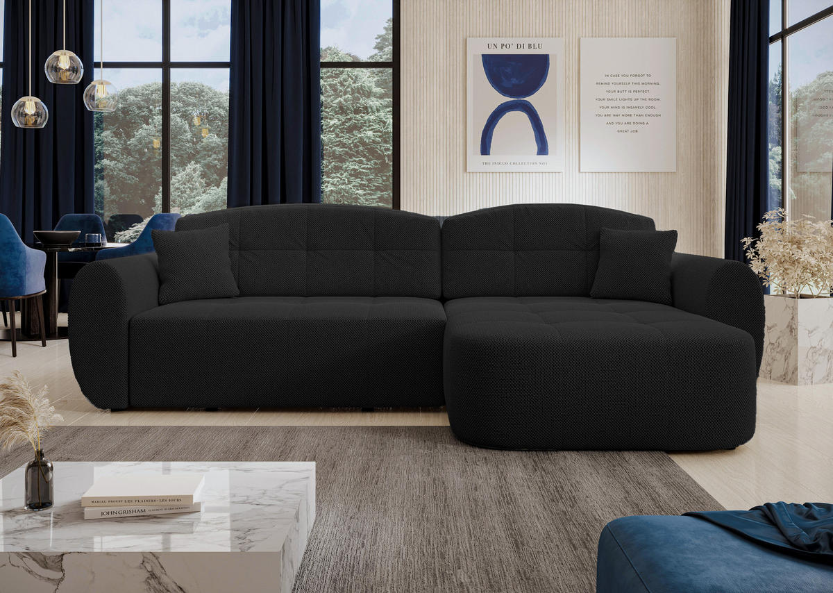 ECKSOFA L Form Nubio Schwarz 282/170/91 cm – modernes Sofa fürs Wohnzimmer - Schwarz, Kunststoff/Textil (282/170cm) - AX Living