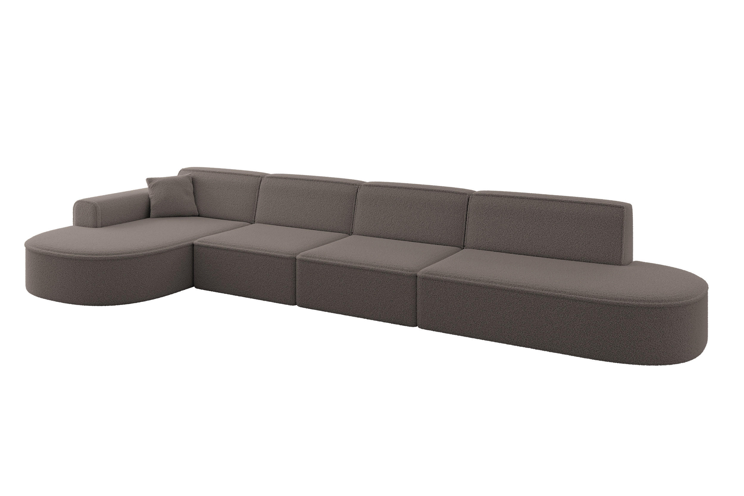 ECKSOFA Ottomane Links MARI-L3 - 413x171x79 cm Braun Bouclé - Schwarz/Braun, Holzwerkstoff/Kunststoff (413/171cm) - ALTDECOR