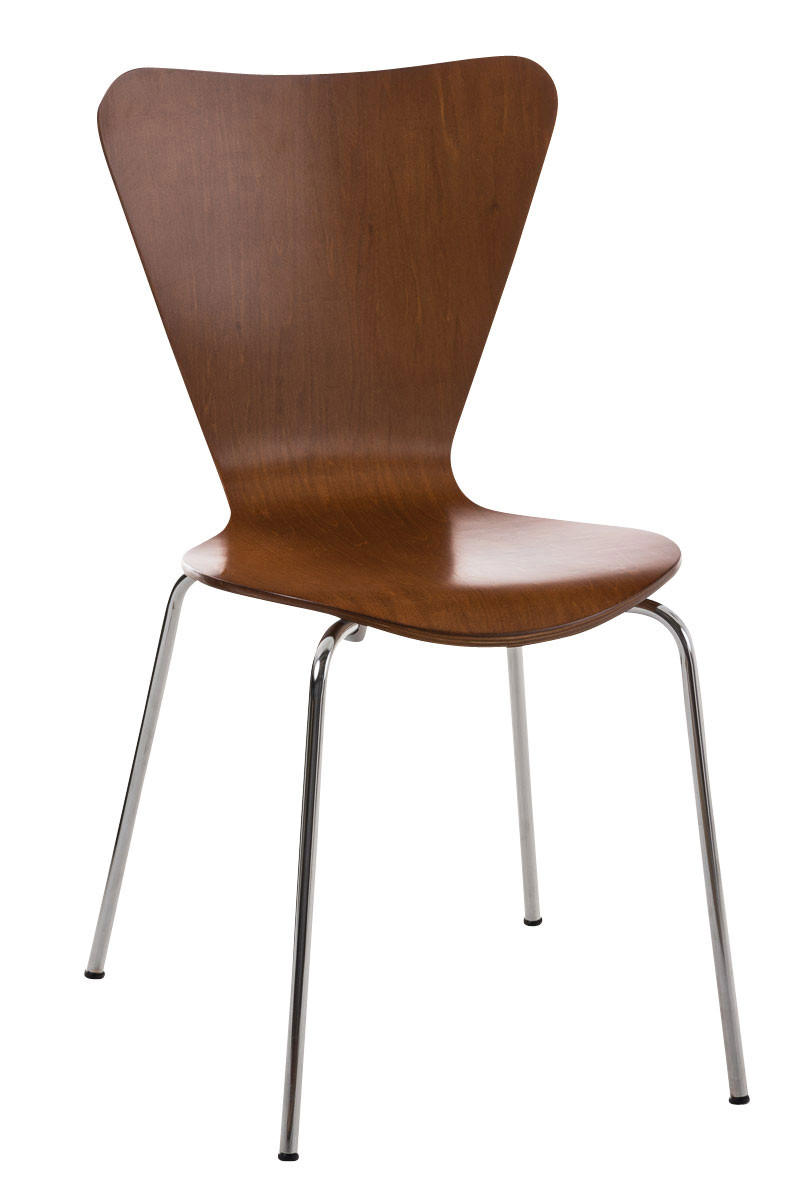 BESUCHERSTUHL Calisso mit Holzsitz und Metallgestell, Farbe: Braun - Chromfarben/Braun, Holz/Metall (42/85/47cm) - TPFLiving