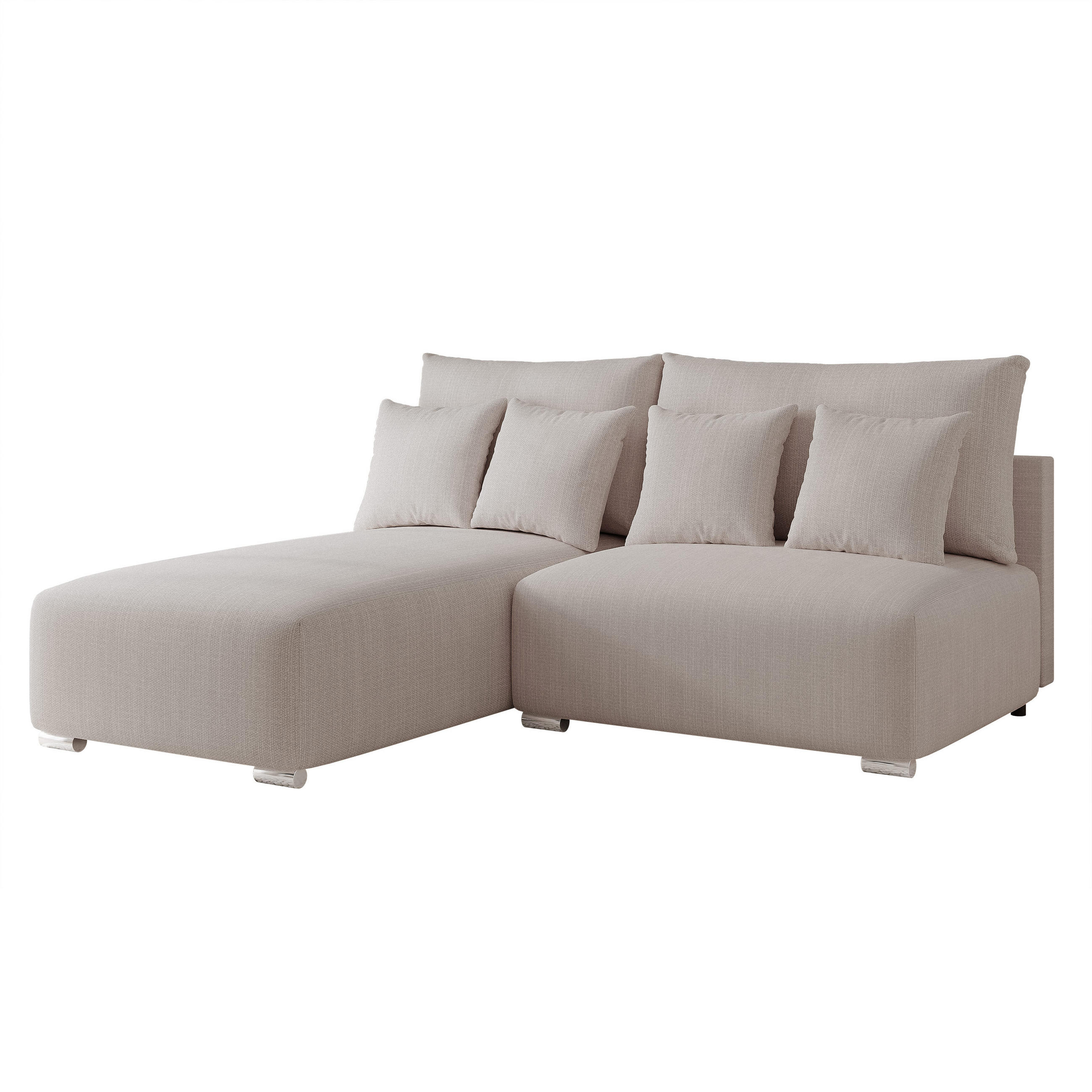 ECKSOFA ELVO mit Schlaffunktion und Bettkasten Hellgrau - Hellgrau, Holzwerkstoff/Kunststoff (208/190cm) - Idohome