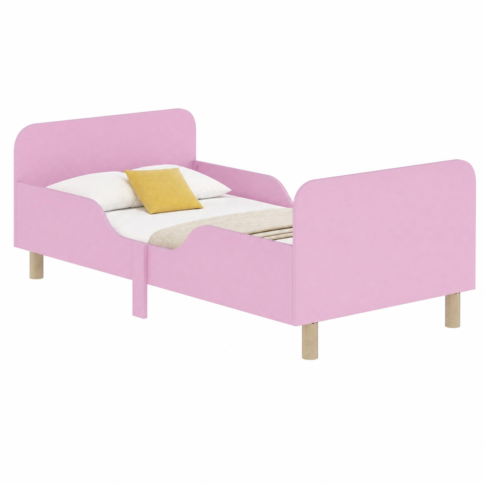 KINDERBETT mit Rausfallschutz 70x140 cm MDF/Kiefer Pink - Pink, Holz (70/140cm) - Meubliv