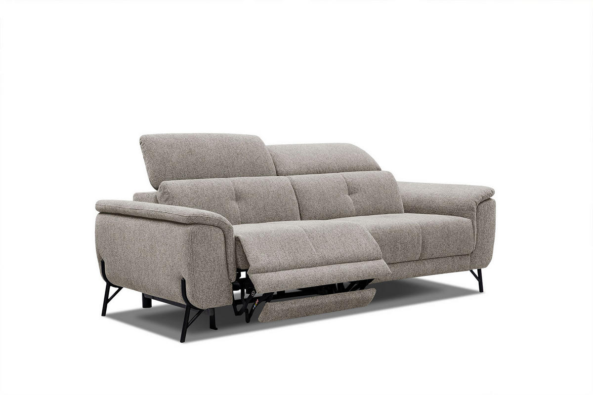 SOFA AVENA 3-Sitzer mit 1 Relaxfunktion, taupe - Taupe, Holzwerkstoff/Textil (204/80/108cm) - Courtois Laville