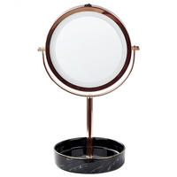 KOSMETIKSPIEGEL roségold/schwarz mit LED-Beleuchtung 20 cm Savoie - Roségold/Schwarz, Metall (20/34/15cm) - Beliani