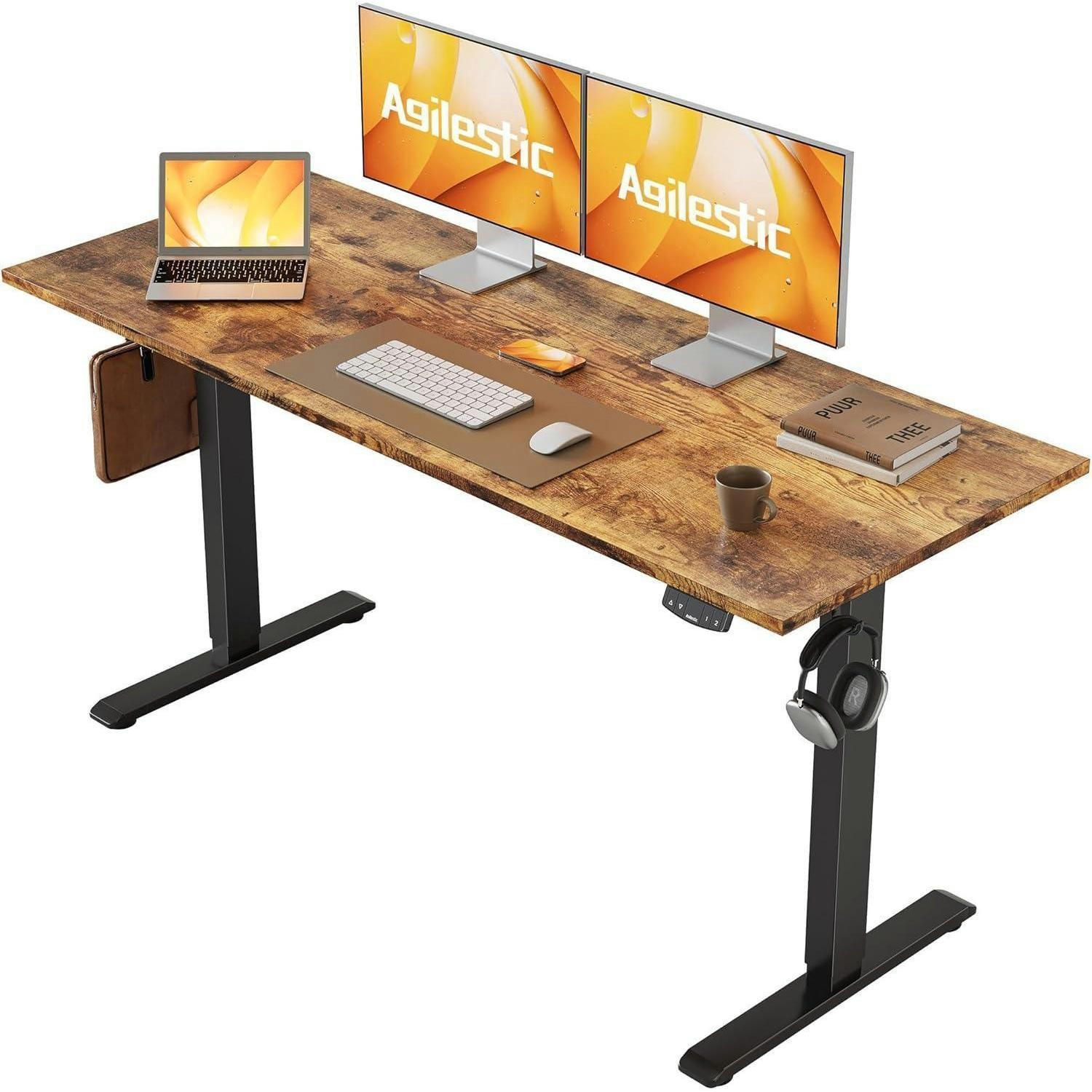 SCHREIBTISCH Höhenverstellbar Elektrisch 140 x 60 cm Braun - Braun, Holzwerkstoff (140/60/75cm)