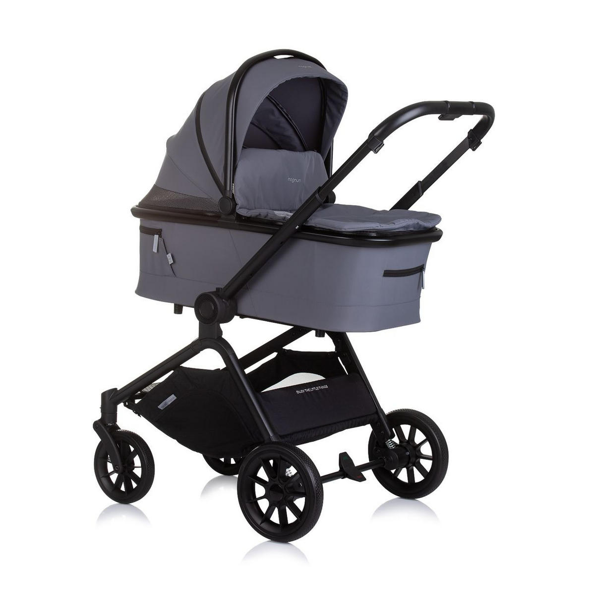 KOMBIKINDERWAGEN Magnum 3 in 1 grau Aluminium, i-Size, 5-Punkt-Gurt, 3-Punkt-Gurt, Babywanne, Babyschale - Grau, Metall (96/59/104cm) - Chipolino