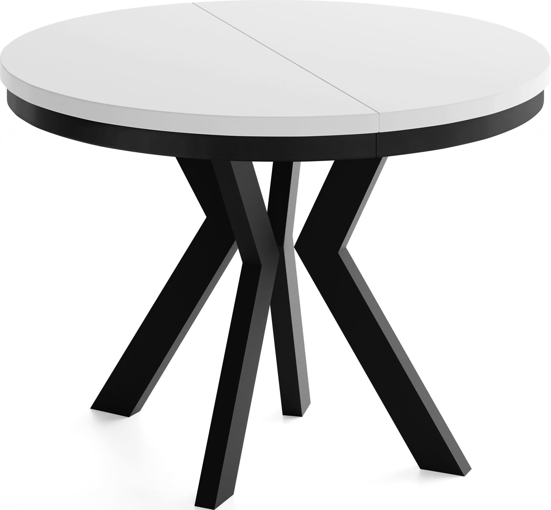 ESSTISCH Savio Neo rund ausziehbar verlängerbar XXL, Weiß 100-300/100/77 cm - Schwarz/Weiß, Holz/Holzwerkstoff (100/300/77cm) - WFL GROUP