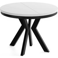 ESSTISCH Savio Neo rund ausziehbar verlängerbar XXL, Weiß 100-200/100/77 cm - Schwarz/Weiß, Holz/Holzwerkstoff (100/200/77cm) - WFL GROUP