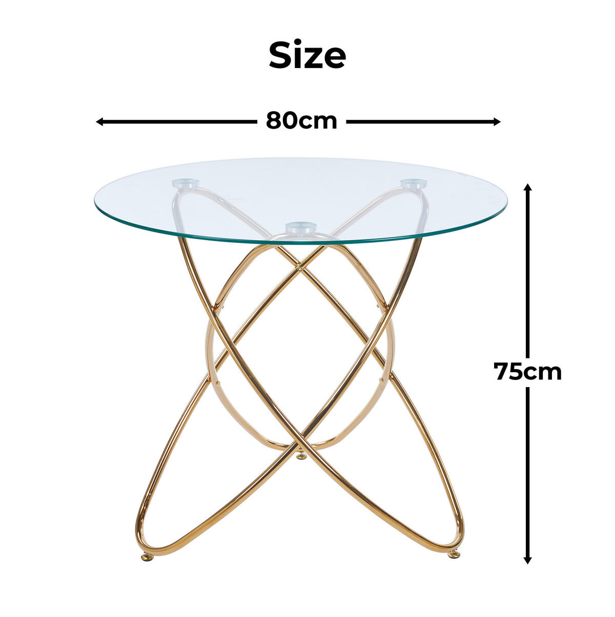 ESSTISCH gold aus Glas und Metall mit pflegeleichter Tischplatte - Goldfarben, Metall (80/80/75cm) - OKWISH
