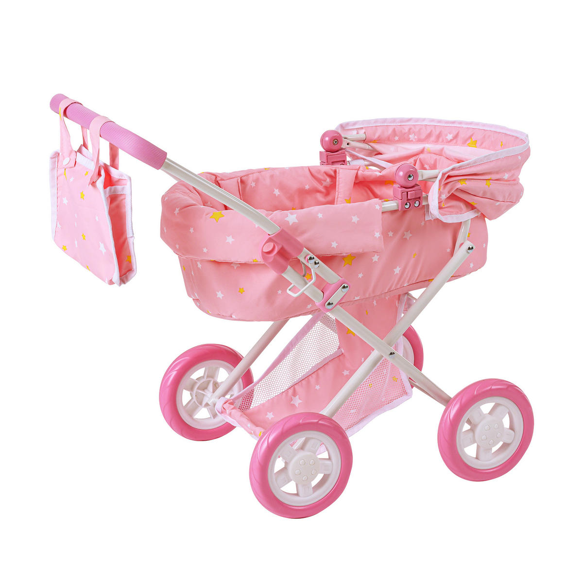 PUPPENWAGEN Baby Doll 2-in-1 Nutzung, Rosa, 68cm - Pink, Holz (56/68/37cm) - Teamson Kids