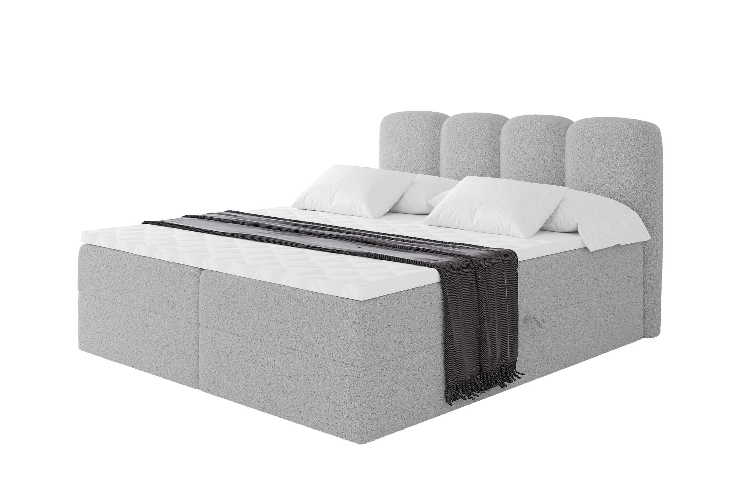 BOXBETT mit Matratze H4 - NINA - 160x200 cm Hellgrau - Hellgrau, Holzwerkstoff (160/200cm) - ALTDECOR