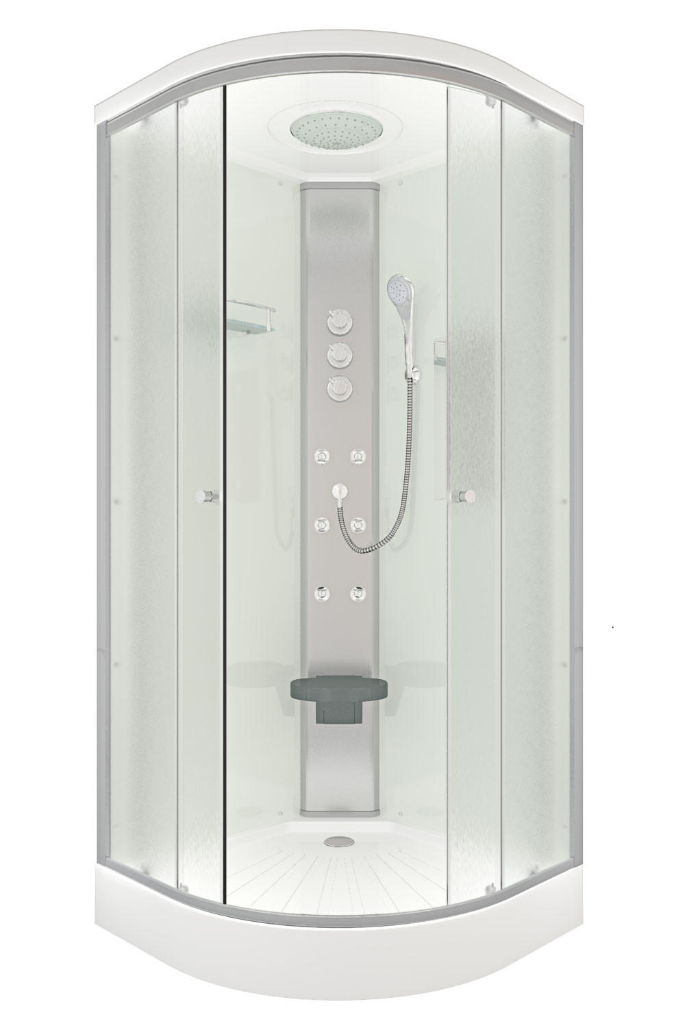 DUSCHE Fertigdusche D10-10M1-EC Weiß 90x90 - Weiß, Glas/Kunststoff (90/90/215cm) - AcquaVapore by Sandra Jentho