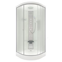 DUSCHE Fertigdusche D10-20M1-EC Weiß 100x100 - Weiß, Glas/Kunststoff (100/100/215cm) - AcquaVapore by Sandra Jentho