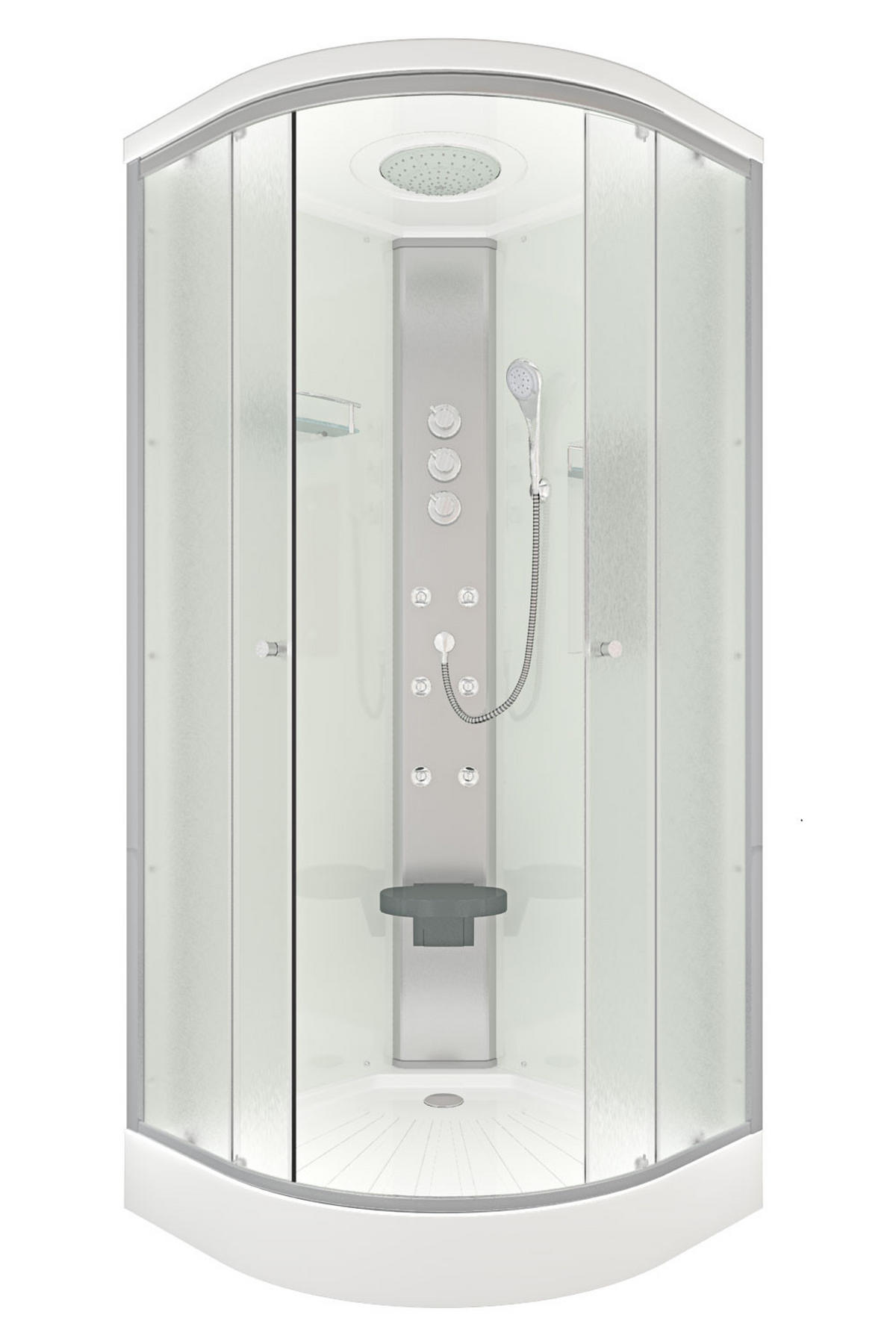 DUSCHE Fertigdusche D10-20M1-EC Weiß 100x100 - Weiß, Glas/Kunststoff (100/100/215cm) - AcquaVapore by Sandra Jentho