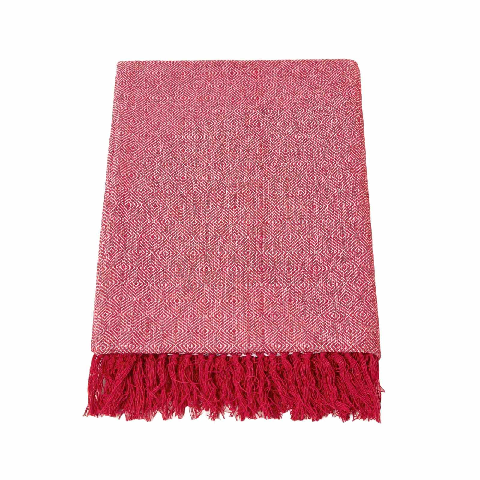 ÜBERWURF Malda 225/255 cm, Baumwolle mit Rautenmuster - Rot, Textil (225/255cm) - Homescapes