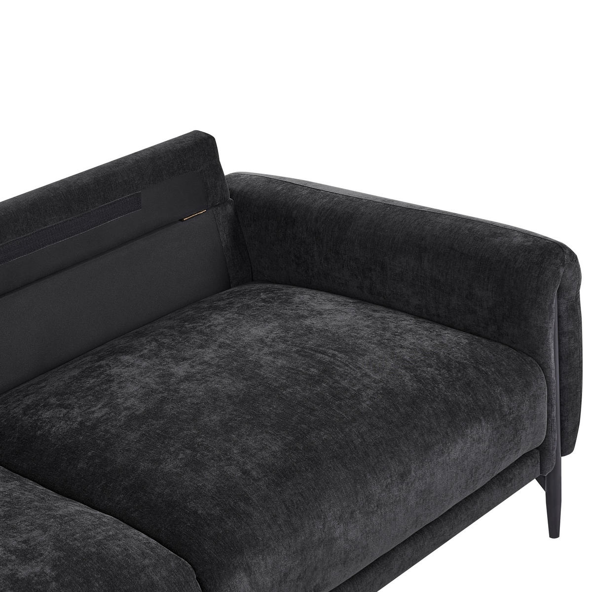 3-SITZER-SOFA Chenillegewebe Schwarz Skaro - Schwarz, Textil (214/87/89cm) - Beliani