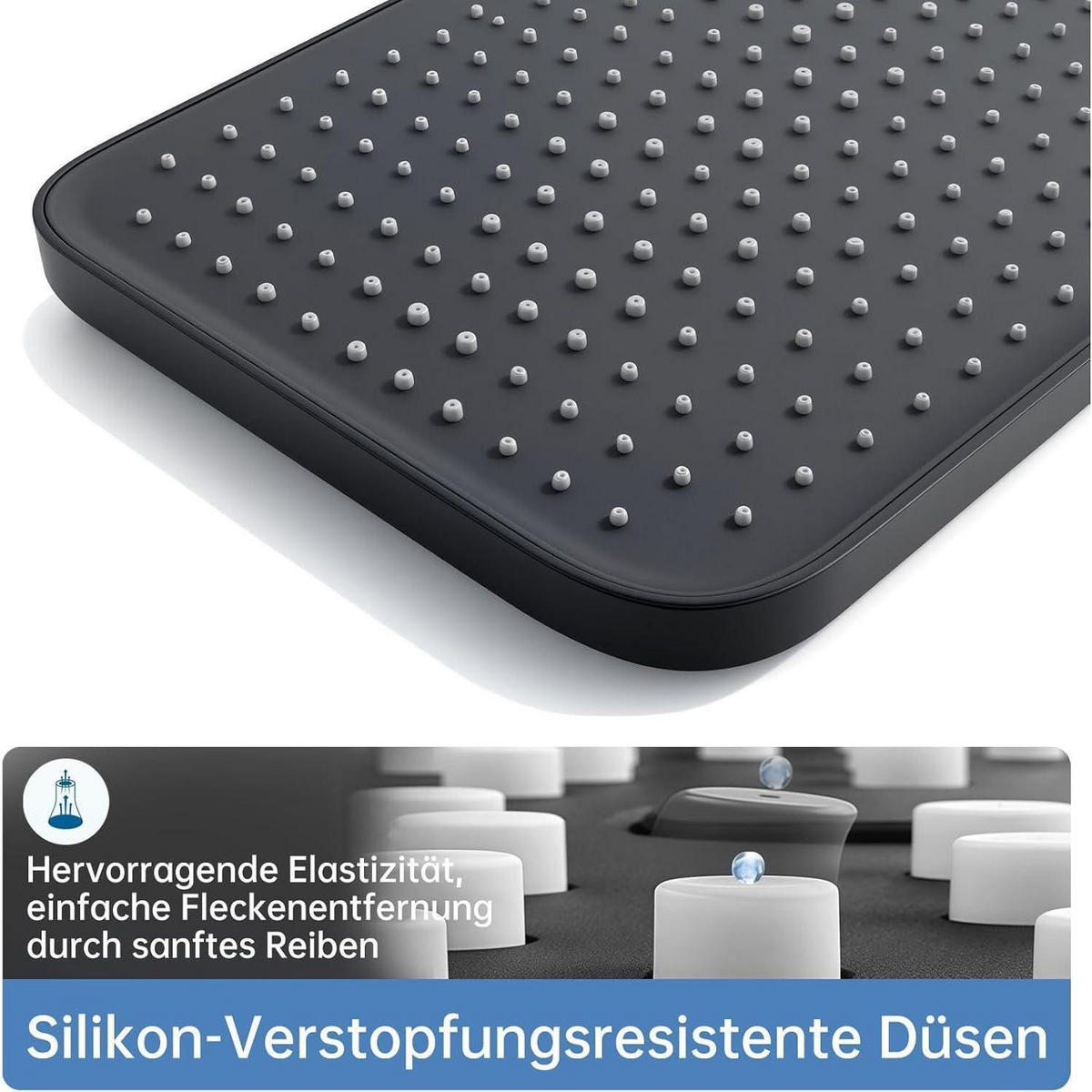 DUSCHKOPF 13 Zoll Quadratisch Matt Schwarz - Schwarz, Metall (21/12.7/32cm)