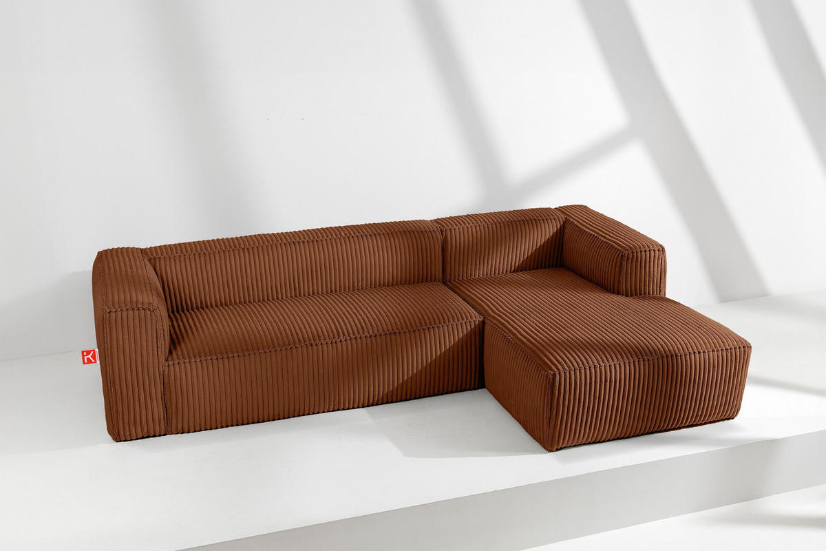 ECKSOFA-RECHTS FEROX Modern, Cord-Stoff, rot - Rot, Textil (305/175cm) - KONSIMO®